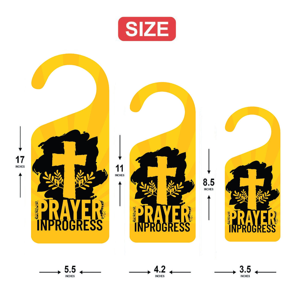 Prayer in Progress Religious Cross Door Hanger, Doorknob Sign, PVC Door Knob Hanger Sign, Do Not Disturb, Prayer Time