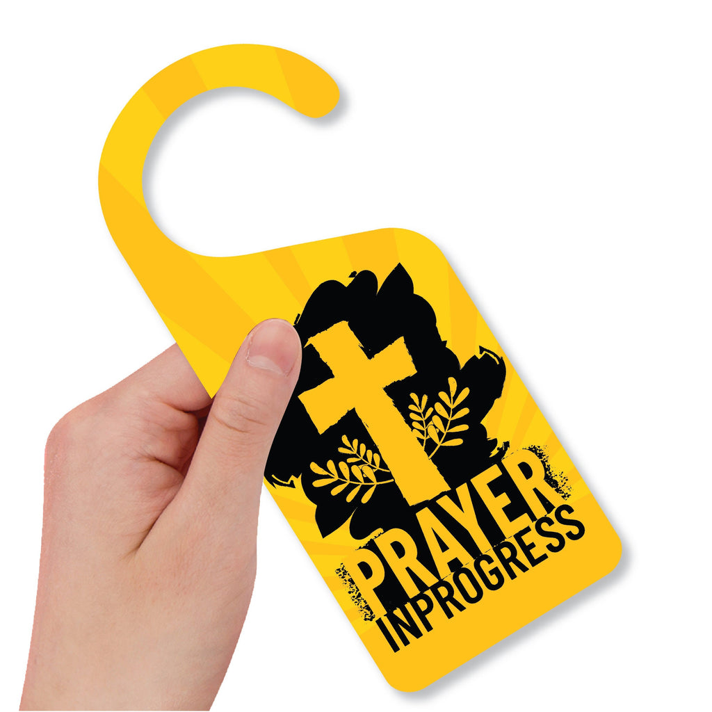 Prayer in Progress Religious Cross Door Hanger, Doorknob Sign, PVC Door Knob Hanger Sign, Do Not Disturb, Prayer Time