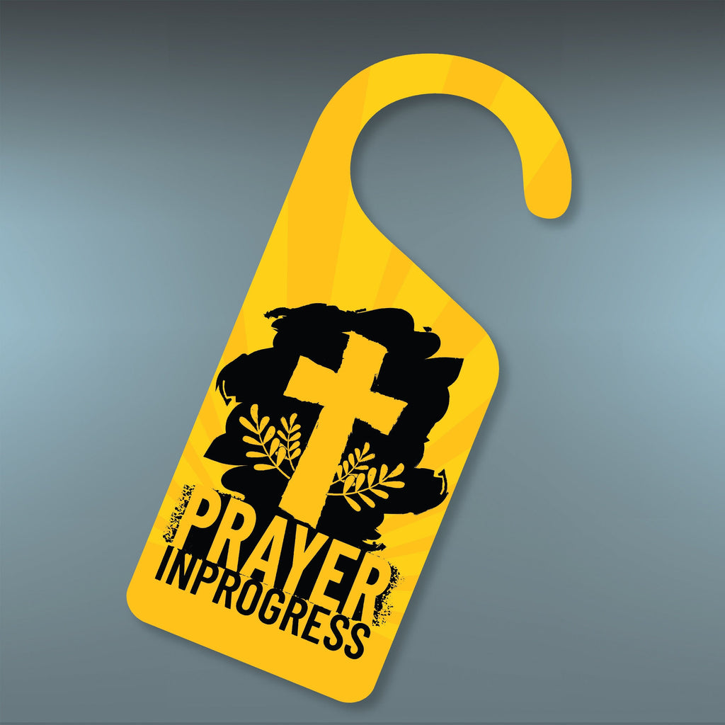 Prayer in Progress Religious Cross Door Hanger, Doorknob Sign, PVC Door Knob Hanger Sign, Do Not Disturb, Prayer Time