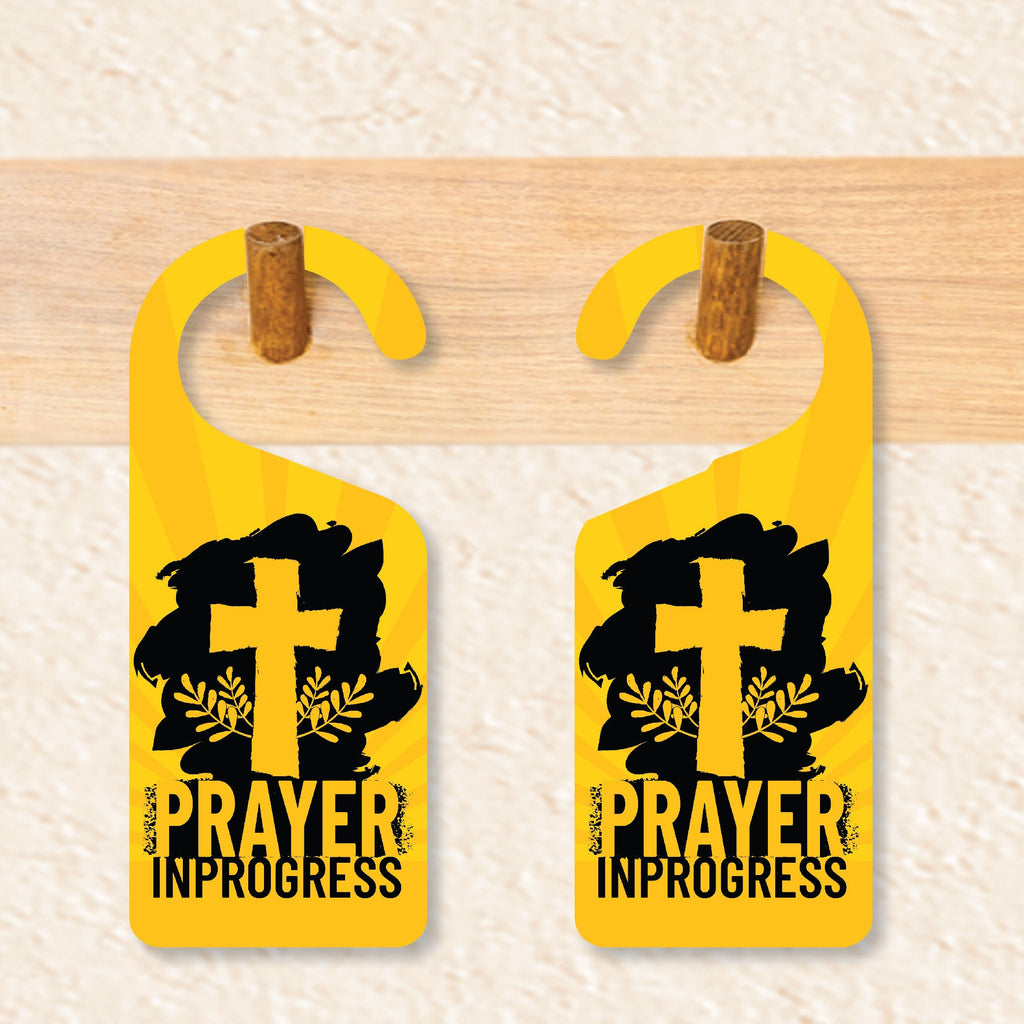Prayer in Progress Religious Cross Door Hanger, Doorknob Sign, PVC Door Knob Hanger Sign, Do Not Disturb, Prayer Time