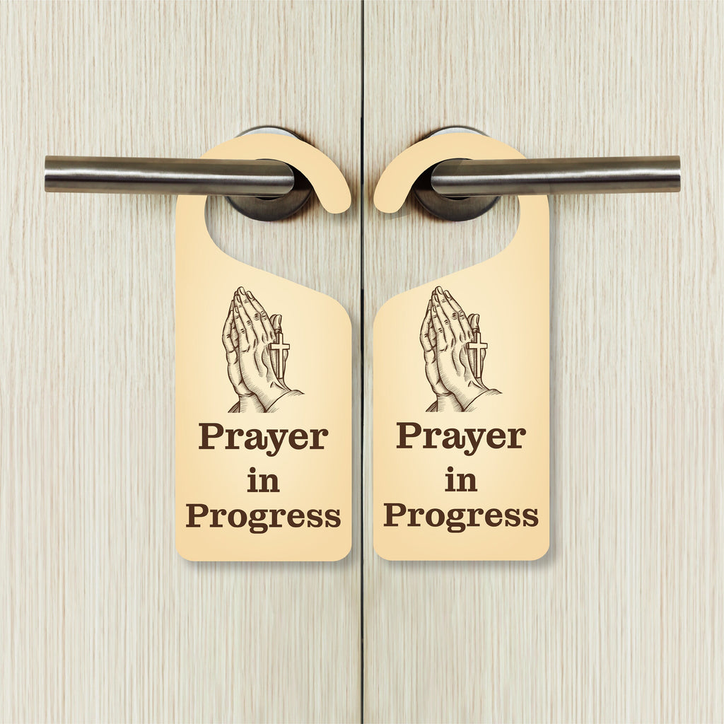 Prayer in Progress Religious Cross Door Hanger, Doorknob Sign, PVC Door Knob Hanger Sign, Do Not Disturb, Prayer Time