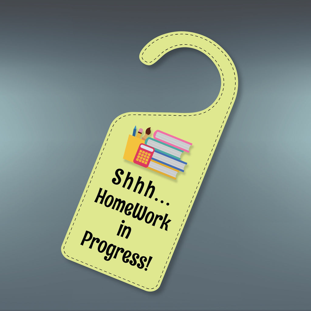 Homework In Progress Door Hanger, Homework Doorknob Sign, PVC Door Kno ...
