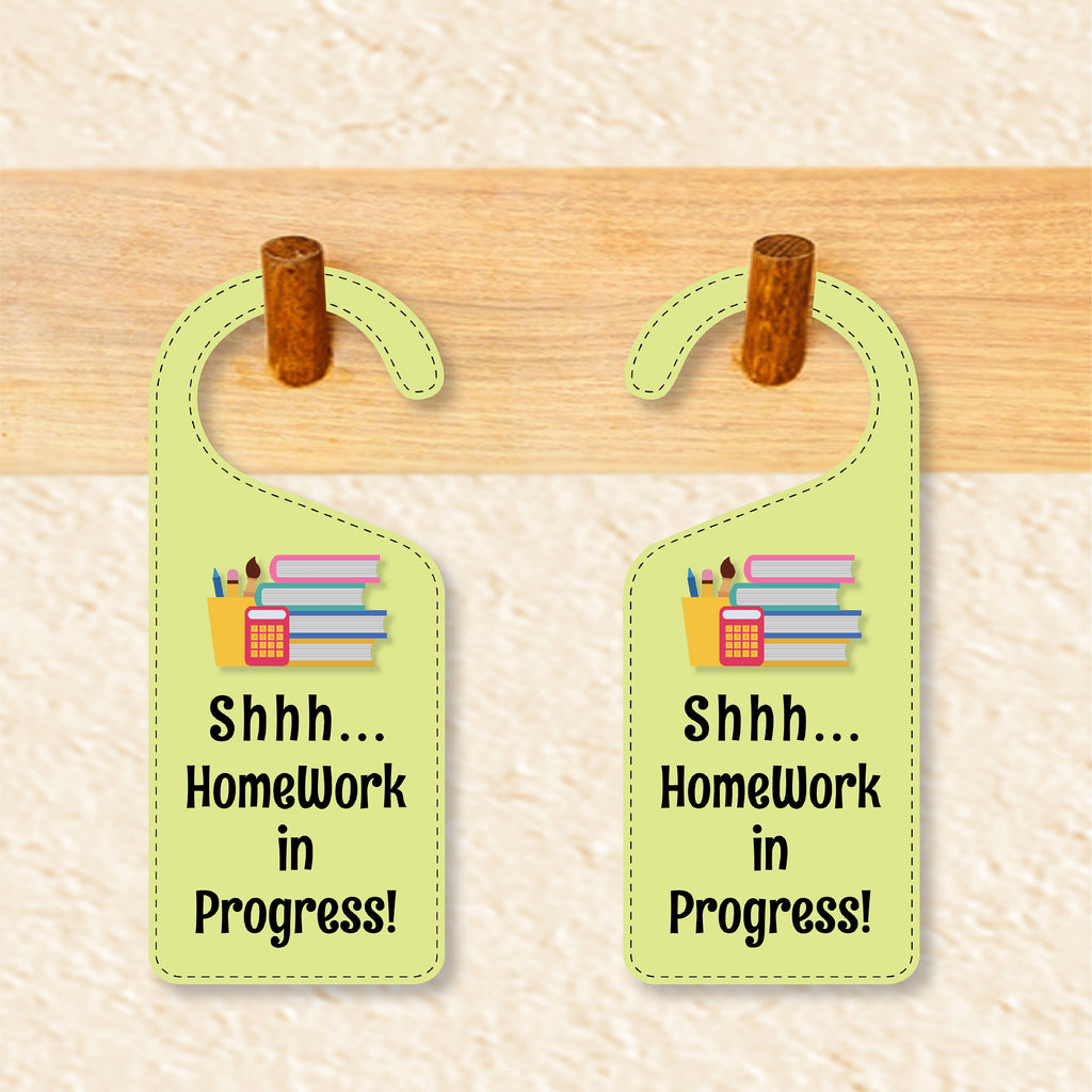 Homework In Progress Door Hanger, Homework Doorknob Sign, PVC Door Kno ...