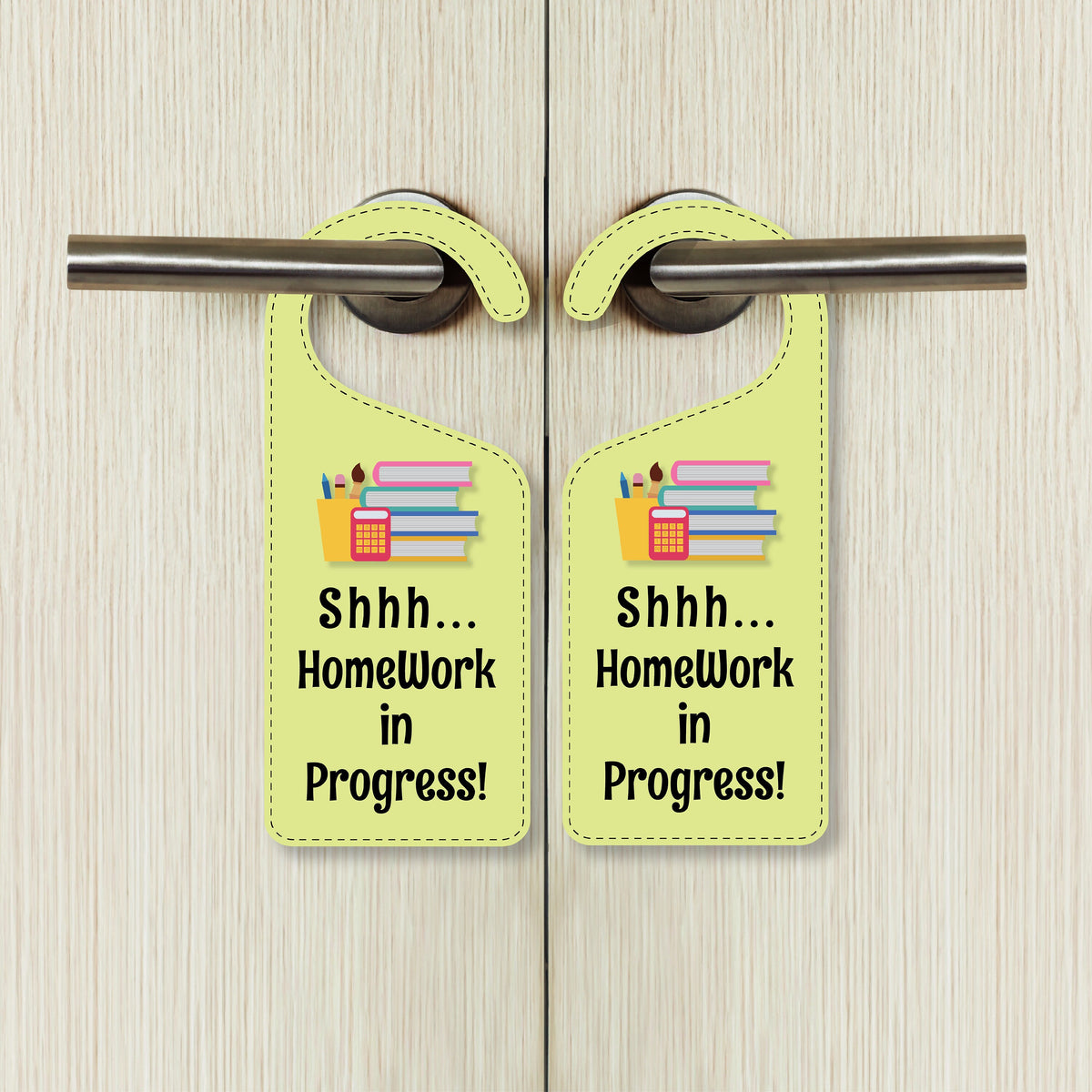 Homework In Progress Door Hanger, Homework Doorknob Sign, PVC Door Kno ...