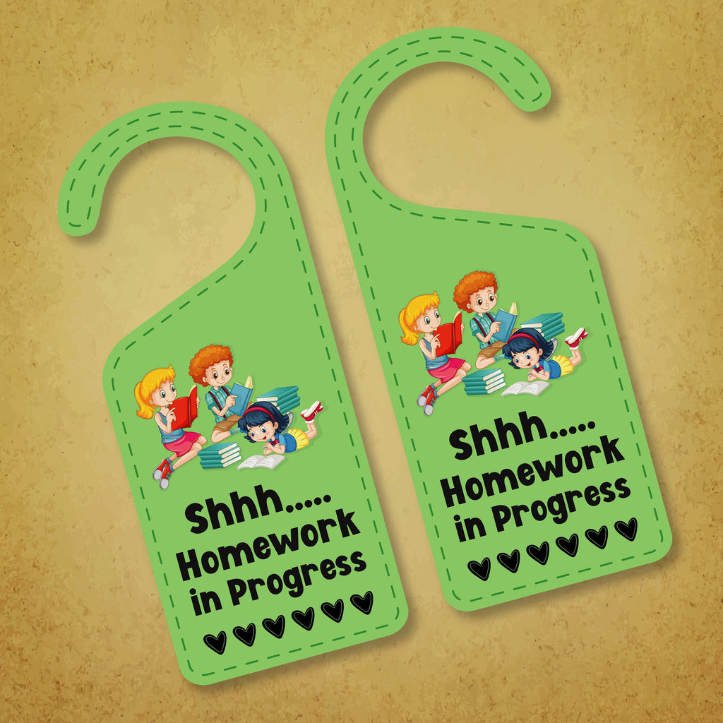 Homework Progress Sign Homework In Progress Door Hanger, Homework Doorknob Sign, PVC Door Kno ...