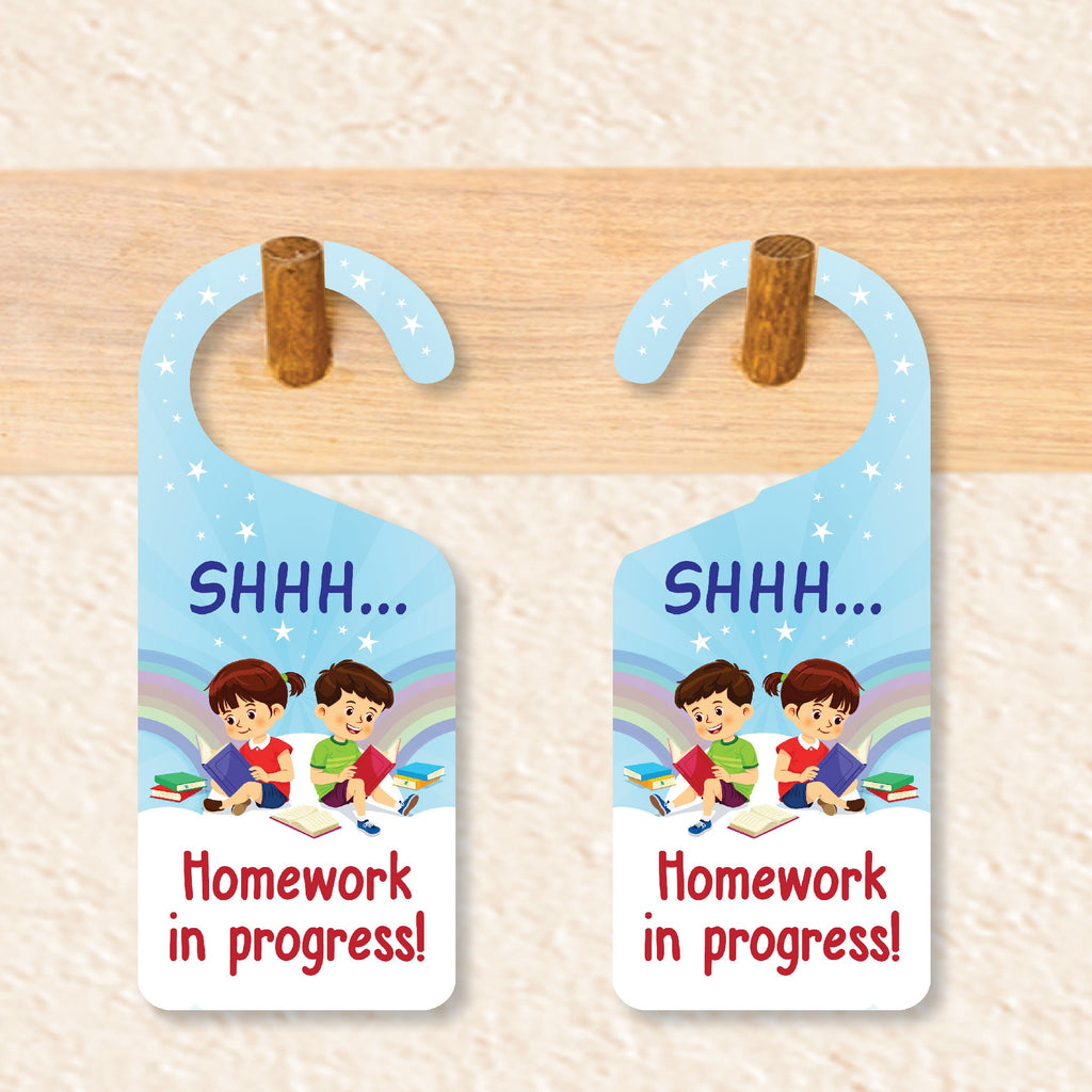 Homework Ready Signs Homework In Progress Door Hanger, Homework Doorknob Sign, PVC Door Kno ...