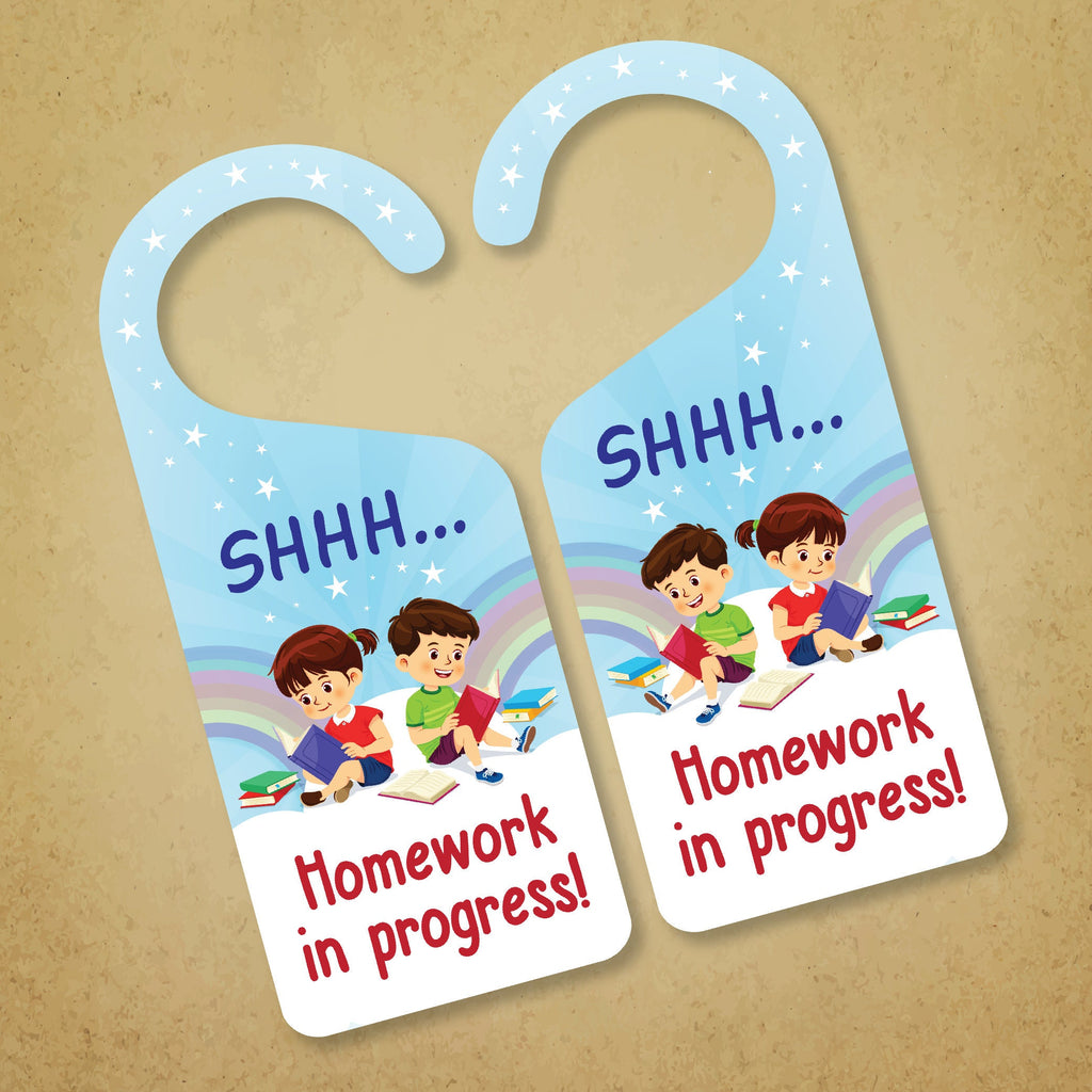 Homework In Progress Door Hanger, Homework Doorknob Sign, PVC Door Kno ...