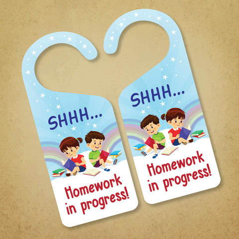 Homework Success. Sign Homework In Progress Door Hanger, Homework Doorknob Sign, PVC Door Kno ...