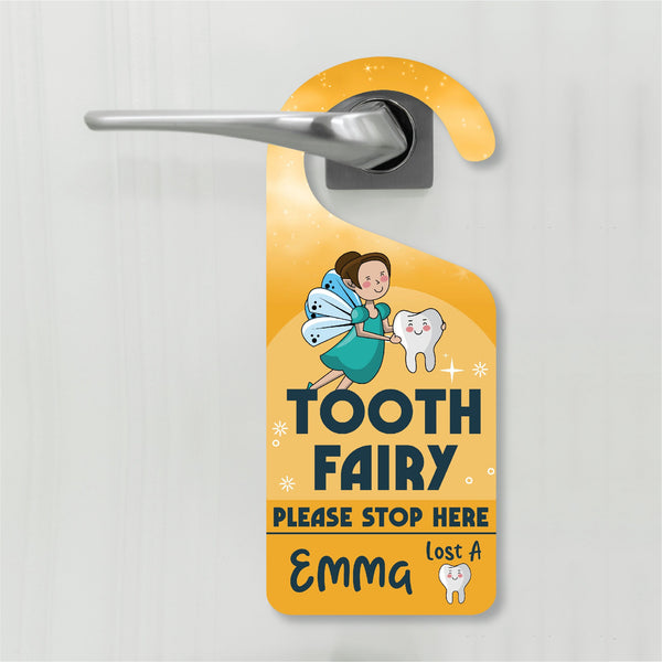 Tooth Fairy Door Hanger - 'Please Stop Here' Sign For Kids Bedroom Door Knob, 4x9 Inch - View #6