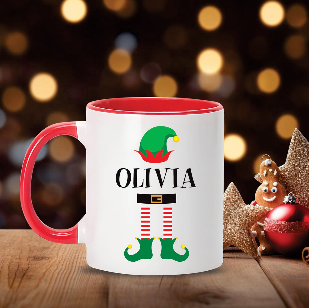 Personalized Christmas Coffee Mug, Customized Name Elf Mug, Xmas Coffee Mug Gift, Mug With Custom Name, Christmas Hot Chocolate Mugs