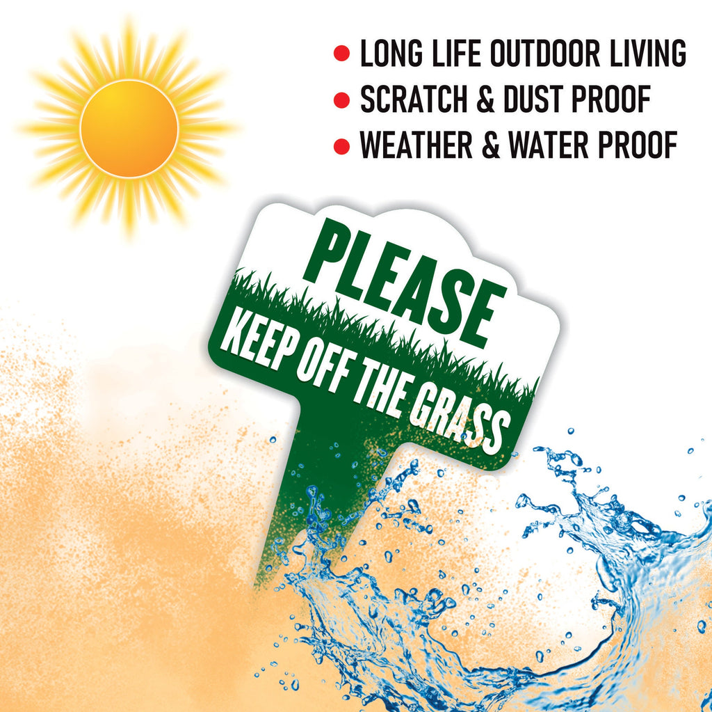 Stay Off Grass Yard Sign 10” x 14” - Rust-free Aluminum Off Grass Sign for Lawn, Please Keep Off The Grass Yard Sign with Integrated Stake