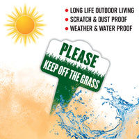 Stay Off Grass Yard Sign 10” x 14” - Rust-free Aluminum Off Grass Sign for Lawn, Please Keep Off The Grass Yard Sign with Integrated Stake