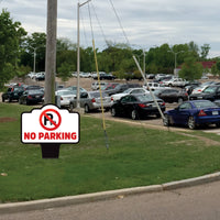 No Parking Yard Sign 10” x 14” - Rust-free Aluminum No Parking Sign for Lawn, Please Do Not Park Yard Sign with Integrated Stake