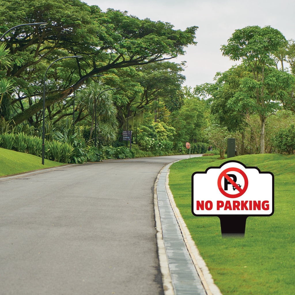 No Parking Yard Sign 10” x 14” - Rust-free Aluminum No Parking Sign for Lawn, Please Do Not Park Yard Sign with Integrated Stake