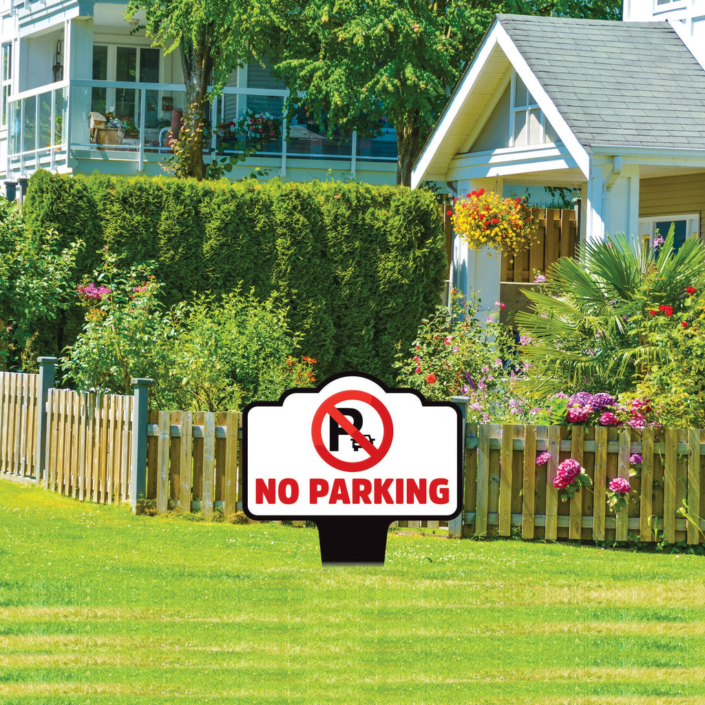 No Parking Yard Sign 10” x 14” - Rust-free Aluminum No Parking Sign for Lawn, Please Do Not Park Yard Sign with Integrated Stake
