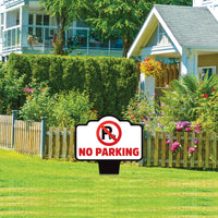 No Parking Yard Sign 10” x 14” - Rust-free Aluminum No Parking Sign for Lawn, Please Do Not Park Yard Sign with Integrated Stake
