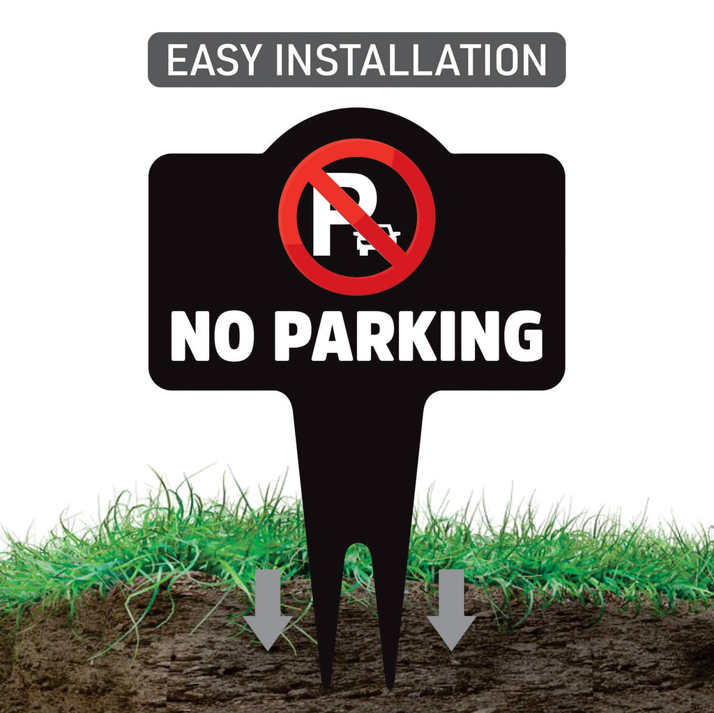 No Parking Yard Sign 10” x 14” - Rust-free Aluminum No Parking Sign for Lawn, Please Do Not Park Yard Sign with Integrated Stake