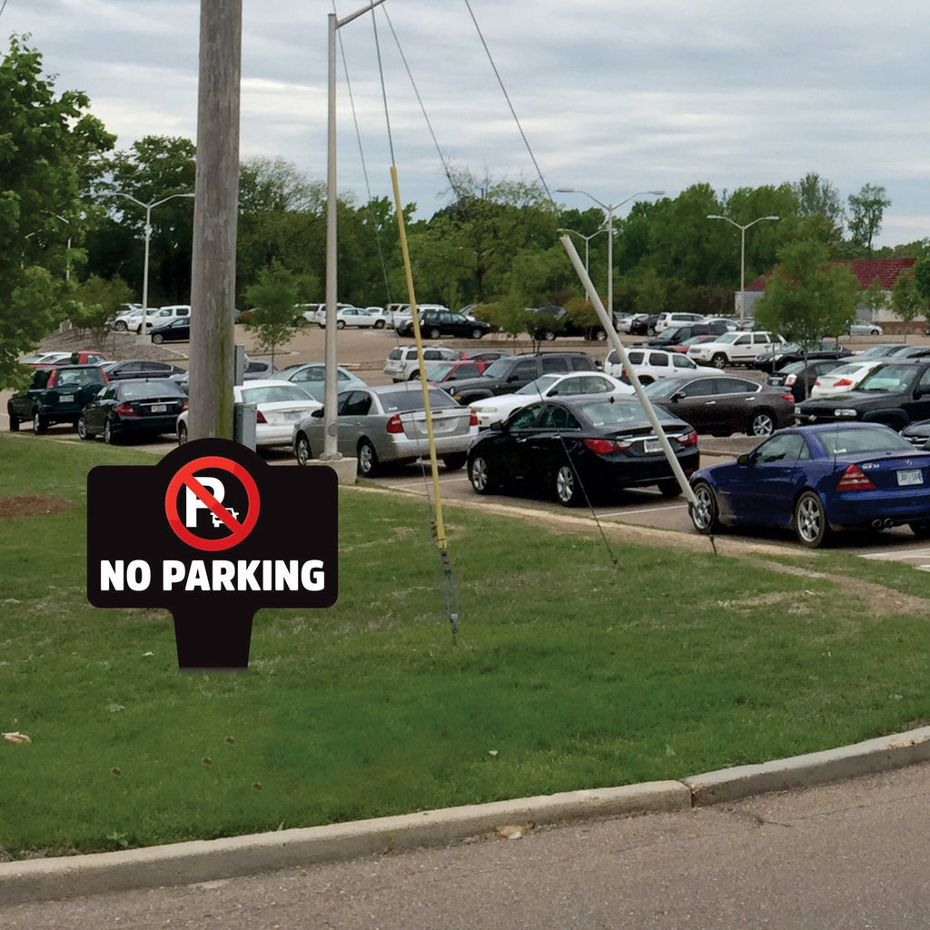 No Parking Yard Sign 10” x 14” - Rust-free Aluminum No Parking Sign for Lawn, Please Do Not Park Yard Sign with Integrated Stake