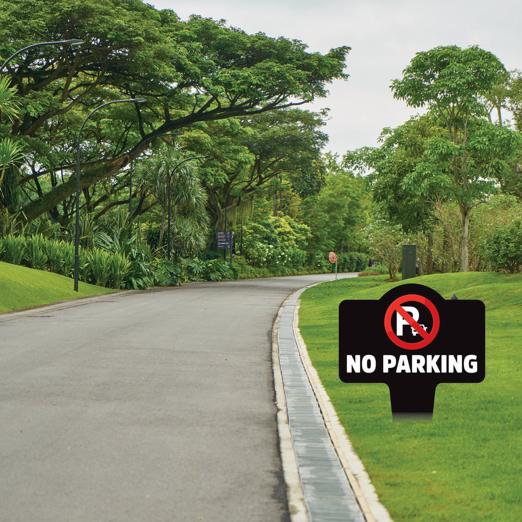 No Parking Yard Sign 10” x 14” - Rust-free Aluminum No Parking Sign for Lawn, Please Do Not Park Yard Sign with Integrated Stake