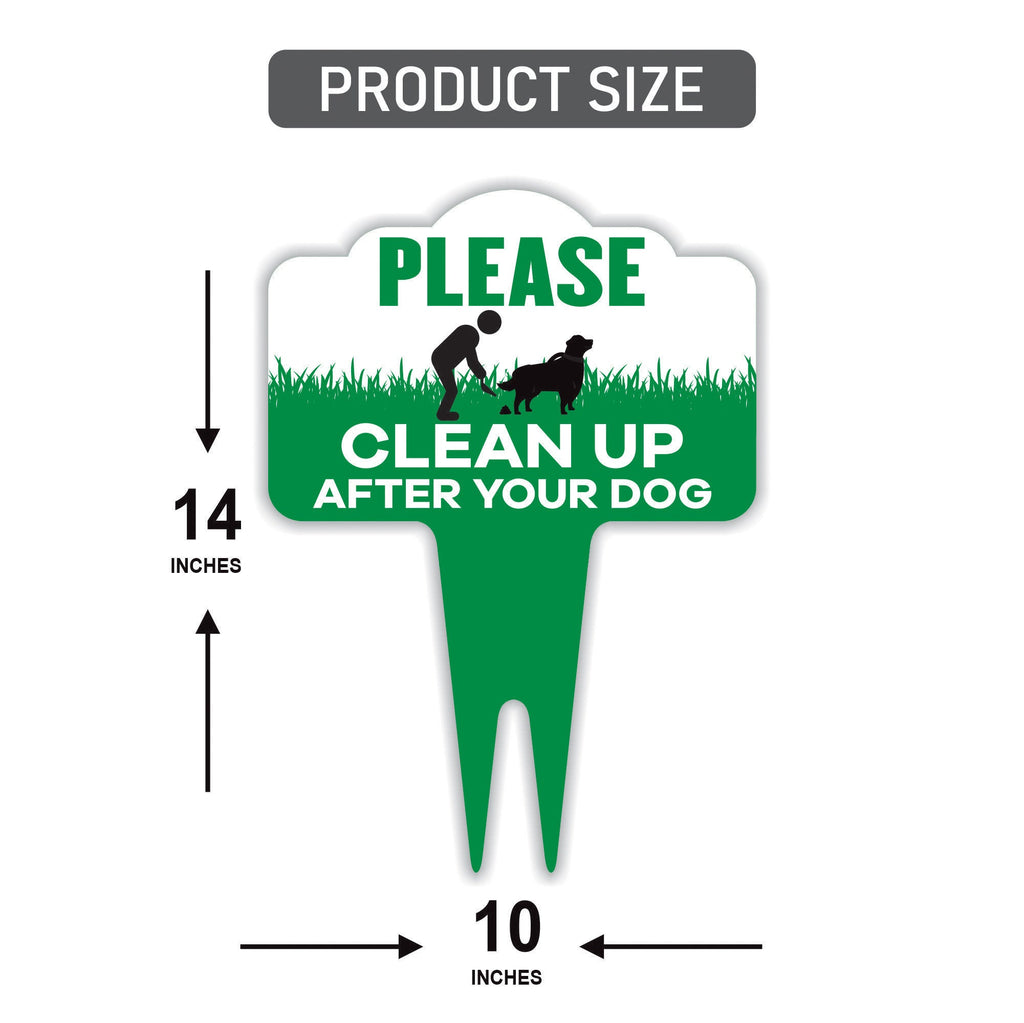 Please Clean Up After Your Dog Yard Sign 10”x14” - Rust-free Aluminum Clean Up Sign for Lawn, No Pooping Dog Yard Sign with Integrated Stake