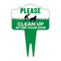 Please Clean Up After Your Dog Yard Sign 10”x14” - Rust-free Aluminum Clean Up Sign for Lawn, No Pooping Dog Yard Sign with Integrated Stake