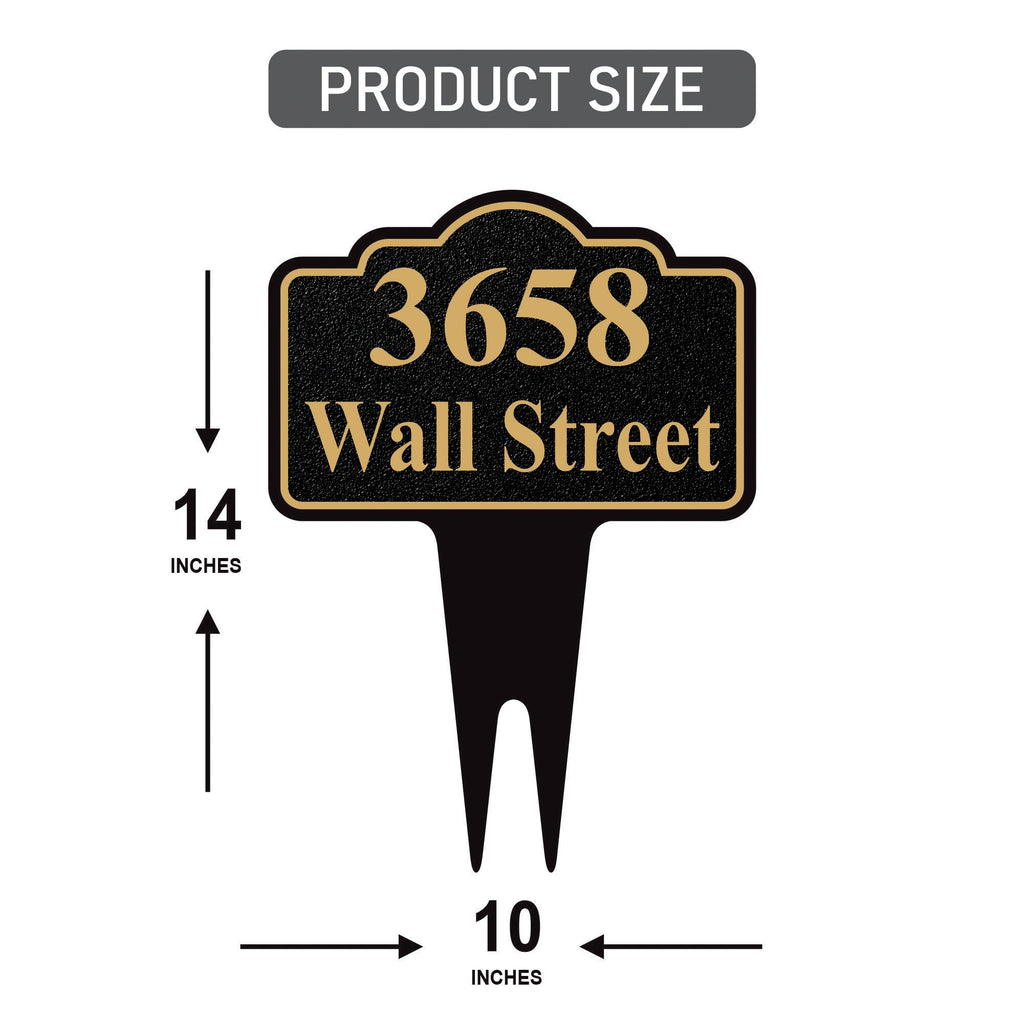 Personalized Address Plaque Yard Sign 10” x 14” - Rust-free Aluminum Address Sign, House Number Sign Plate for Lawn with Integrated Stake