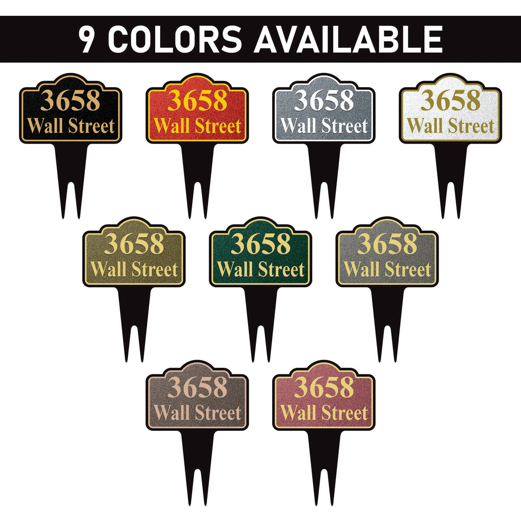 Personalized Address Plaque Yard Sign 10” x 14” - Rust-free Aluminum Address Sign, House Number Sign Plate for Lawn with Integrated Stake