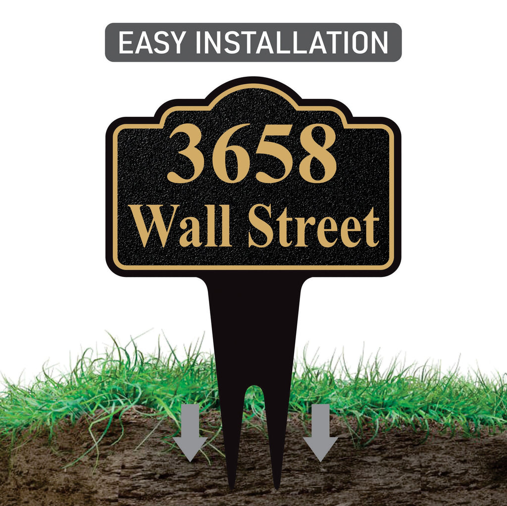 Personalized Address Plaque Yard Sign 10” x 14” - Rust-free Aluminum Address Sign, House Number Sign Plate for Lawn with Integrated Stake