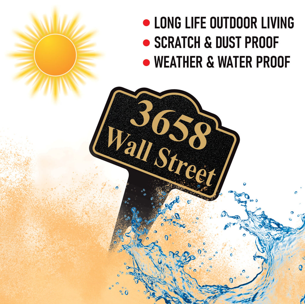 Personalized Address Plaque Yard Sign 10” x 14” - Rust-free Aluminum Address Sign, House Number Sign Plate for Lawn with Integrated Stake