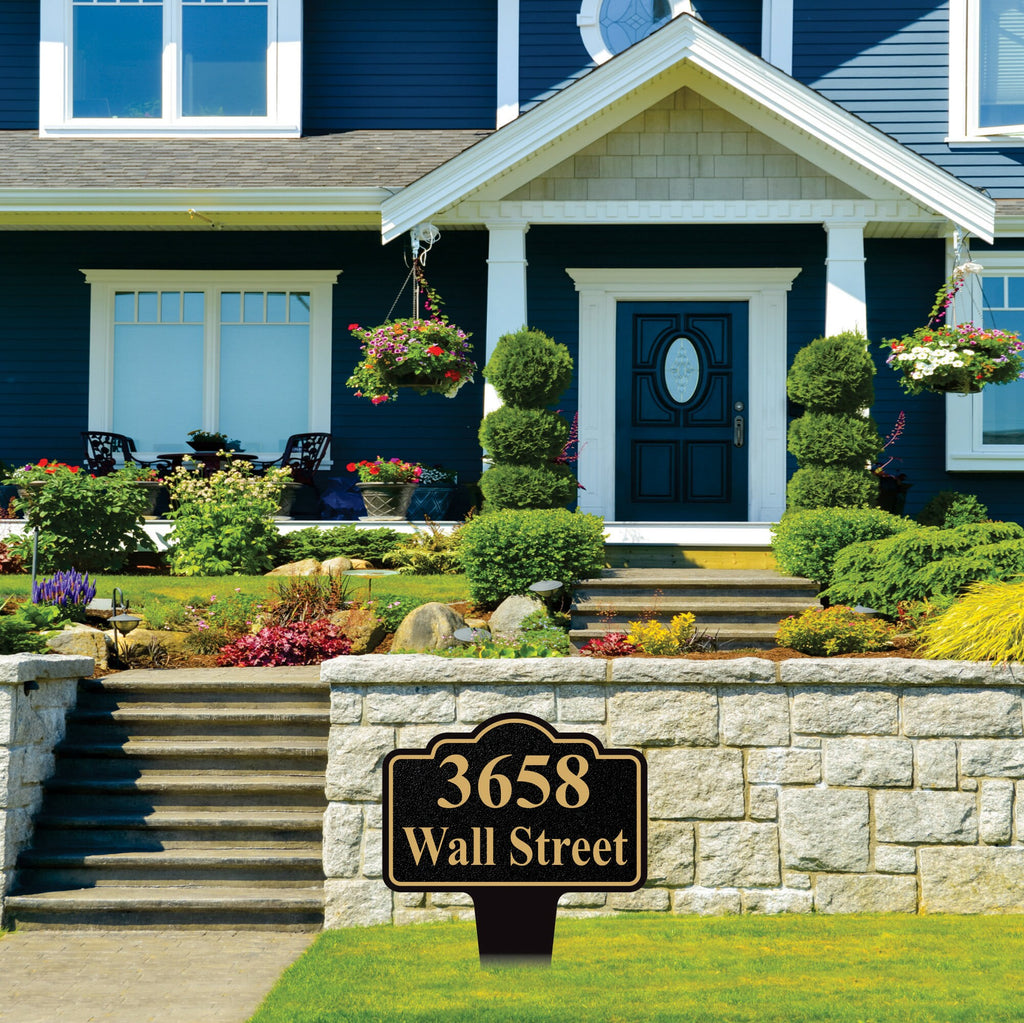 Personalized Address Plaque Yard Sign 10” x 14” - Rust-free Aluminum Address Sign, House Number Sign Plate for Lawn with Integrated Stake