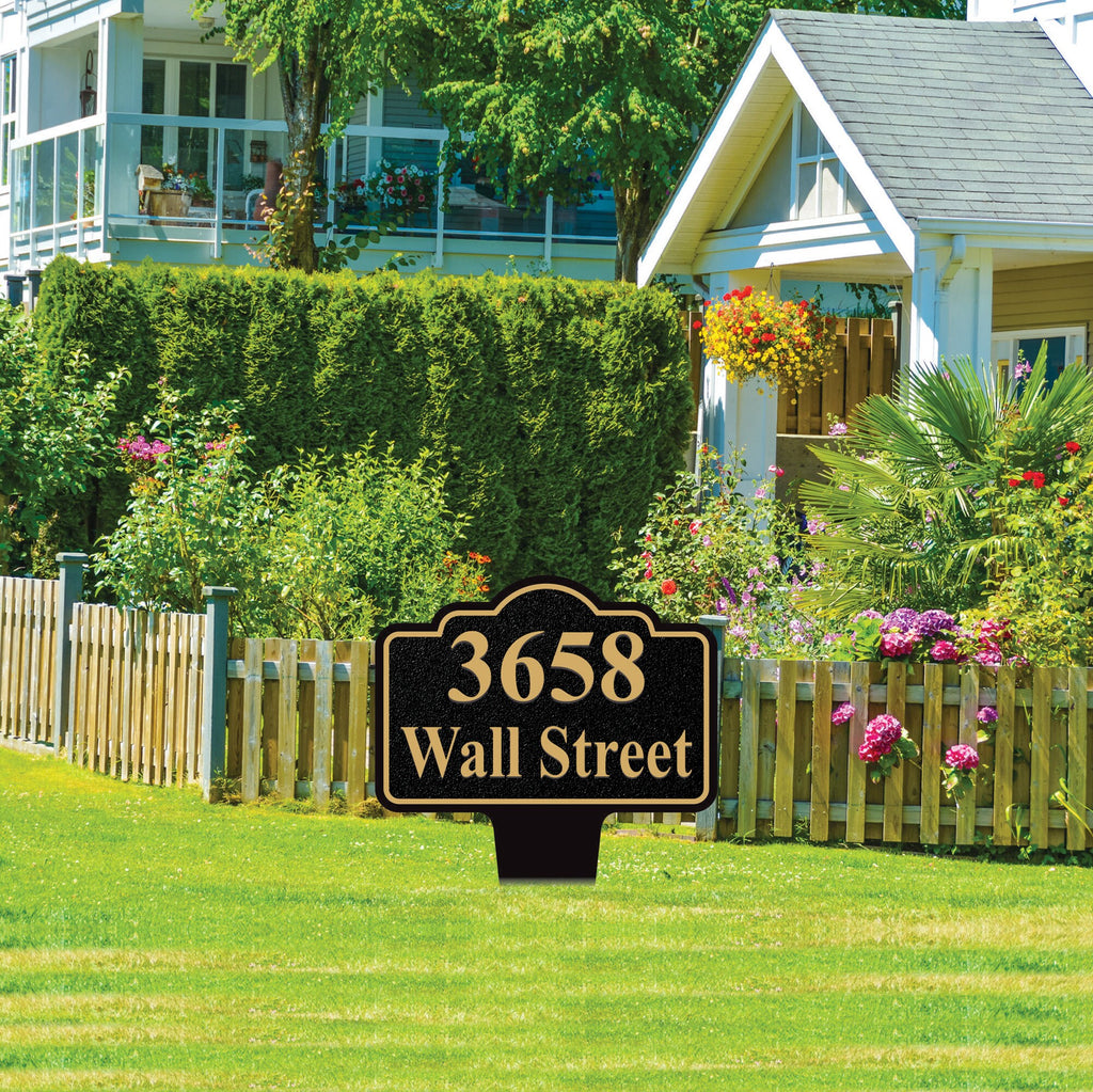 Personalized Address Plaque Yard Sign 10” x 14” - Rust-free Aluminum Address Sign, House Number Sign Plate for Lawn with Integrated Stake