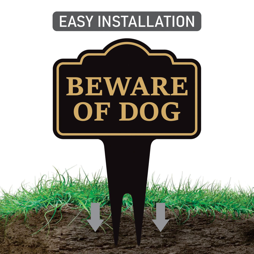 Beware of Dog Yard Sign 10” x 14” - Rust-free Aluminum Home Security Sign for Lawn, Not Responsible Warning Dog Sign with Integrated Stake