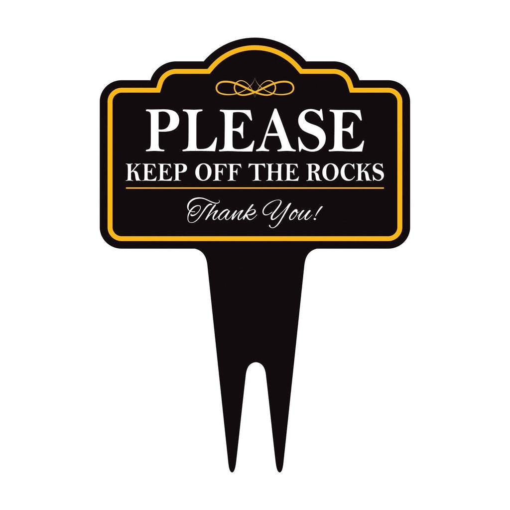 Please Keep Off The Rocks Yard Sign 10” x 14” - Rust-free Aluminum Off Rocks Sign for Lawn, Stay Off Rocks Yard Sign with Integrated Stake