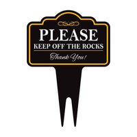 Please Keep Off The Rocks Yard Sign 10” x 14” - Rust-free Aluminum Off Rocks Sign for Lawn, Stay Off Rocks Yard Sign with Integrated Stake