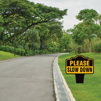 Please Slow Down Yard Sign 10” x 14” - Rust-free Aluminum Slow Down Sign for Lawn, Please Slow Down Sign with Integrated Stake