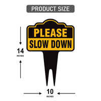 Please Slow Down Yard Sign 10” x 14” - Rust-free Aluminum Slow Down Sign for Lawn, Please Slow Down Sign with Integrated Stake