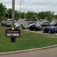 Guest Parking Only Yard Sign 10” x 14” - Rust-free Aluminum Guest Parking Sign for Lawn, Parking Yard Sign with Integrated Stake