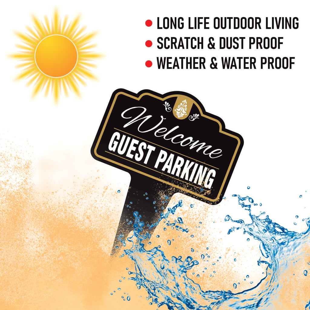 Guest Parking Only Yard Sign 10” x 14” - Rust-free Aluminum Guest Parking Sign for Lawn, Parking Yard Sign with Integrated Stake