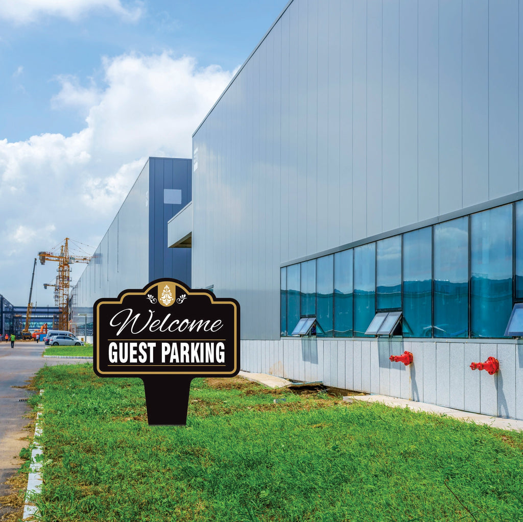 Guest Parking Only Yard Sign 10” x 14” - Rust-free Aluminum Guest Parking Sign for Lawn, Parking Yard Sign with Integrated Stake