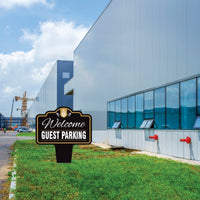 Guest Parking Only Yard Sign 10” x 14” - Rust-free Aluminum Guest Parking Sign for Lawn, Parking Yard Sign with Integrated Stake