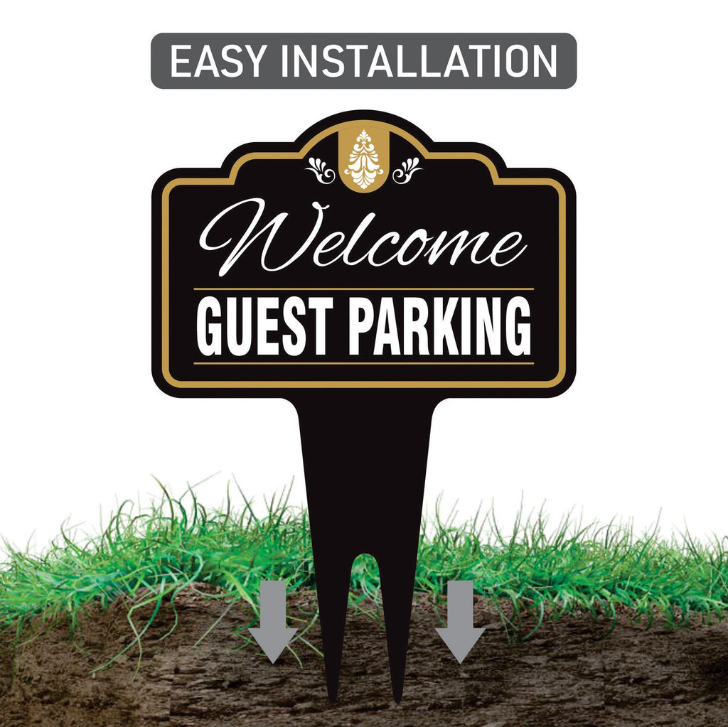 Guest Parking Only Yard Sign 10” x 14” - Rust-free Aluminum Guest Parking Sign for Lawn, Parking Yard Sign with Integrated Stake