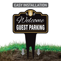 Guest Parking Only Yard Sign 10” x 14” - Rust-free Aluminum Guest Parking Sign for Lawn, Parking Yard Sign with Integrated Stake