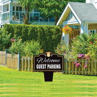 Guest Parking Only Yard Sign 10” x 14” - Rust-free Aluminum Guest Parking Sign for Lawn, Parking Yard Sign with Integrated Stake