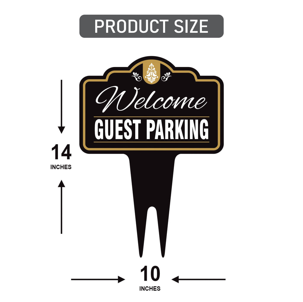 Guest Parking Only Yard Sign 10” x 14” - Rust-free Aluminum Guest Parking Sign for Lawn, Parking Yard Sign with Integrated Stake