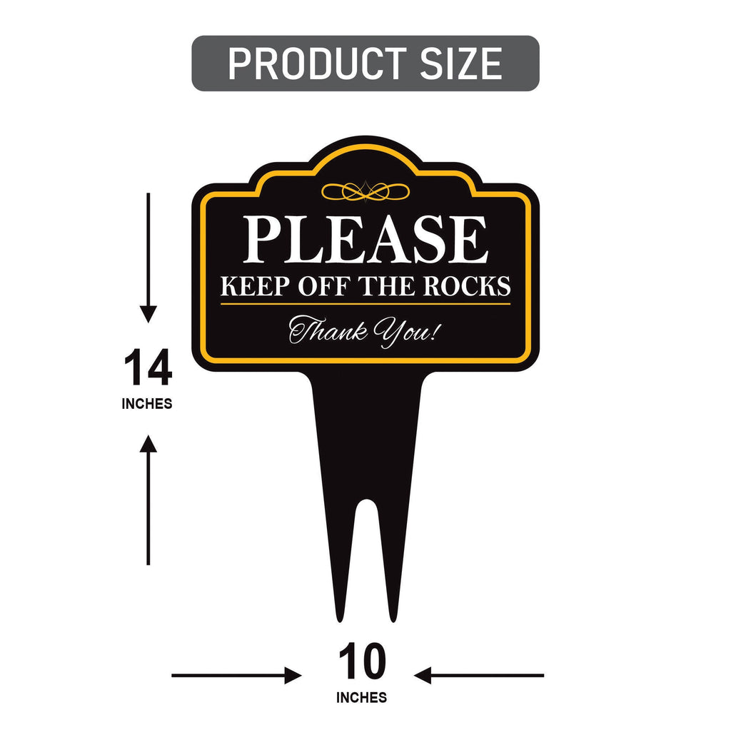 Please Keep Off The Rocks Yard Sign 10” x 14” - Rust-free Aluminum Off Rocks Sign for Lawn, Stay Off Rocks Yard Sign with Integrated Stake