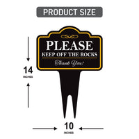 Please Keep Off The Rocks Yard Sign 10” x 14” - Rust-free Aluminum Off Rocks Sign for Lawn, Stay Off Rocks Yard Sign with Integrated Stake