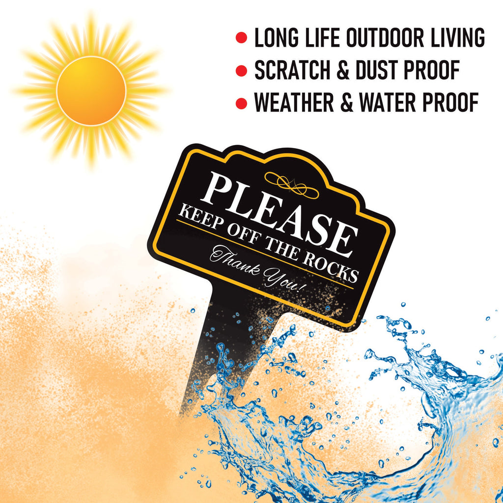 Please Keep Off The Rocks Yard Sign 10” x 14” - Rust-free Aluminum Off Rocks Sign for Lawn, Stay Off Rocks Yard Sign with Integrated Stake