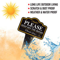 Please Keep Off The Rocks Yard Sign 10” x 14” - Rust-free Aluminum Off Rocks Sign for Lawn, Stay Off Rocks Yard Sign with Integrated Stake