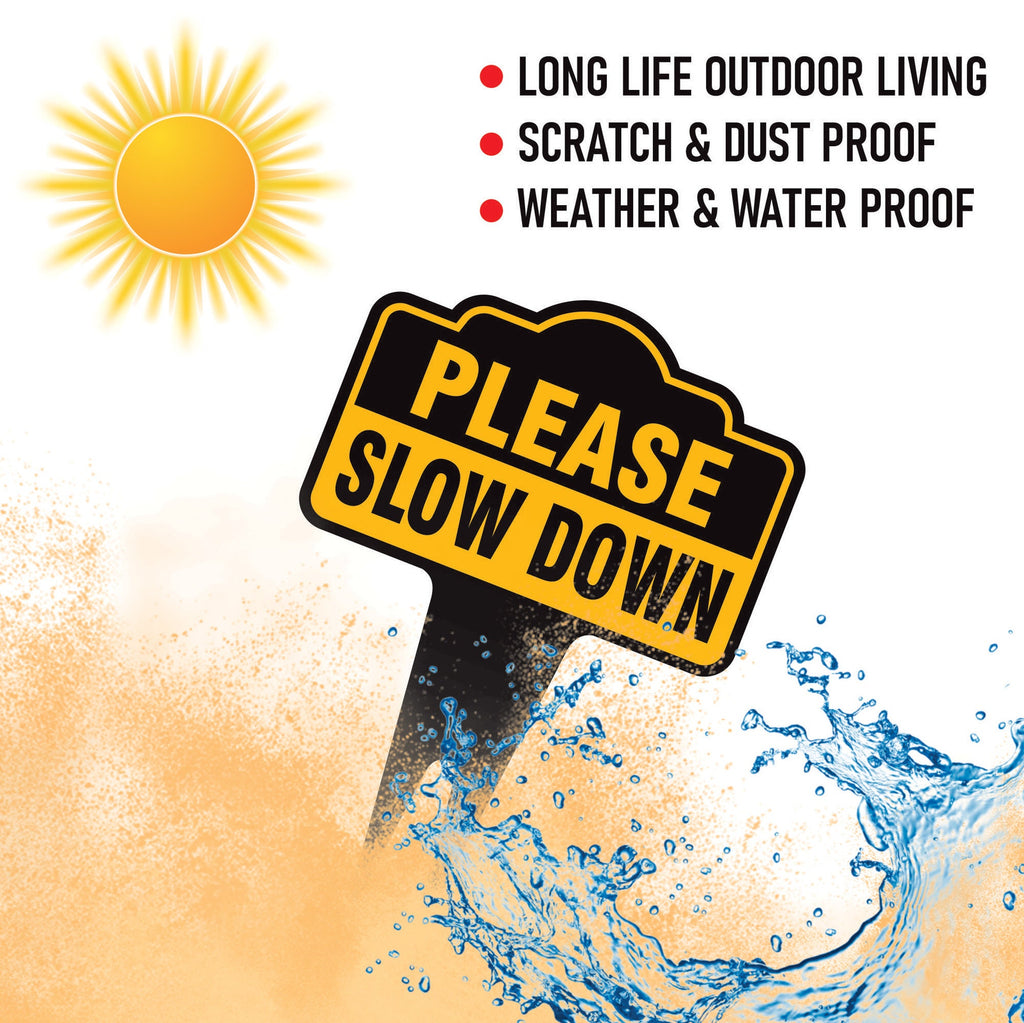 Please Slow Down Yard Sign 10” x 14” - Rust-free Aluminum Slow Down Sign for Lawn, Please Slow Down Sign with Integrated Stake