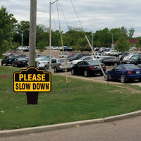 Please Slow Down Yard Sign 10” x 14” - Rust-free Aluminum Slow Down Sign for Lawn, Please Slow Down Sign with Integrated Stake